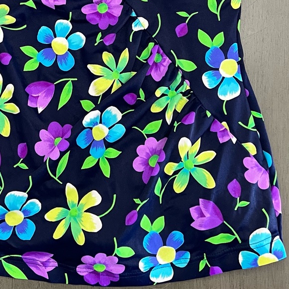 NEW Baltex Maillot Body I.D. Vintage Blue Green Floral One Piece Swimsuit 18 - Picture 3 of 6